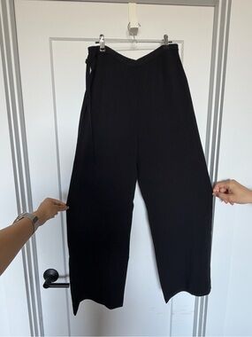 Black Wide-Leg Wrap Pants